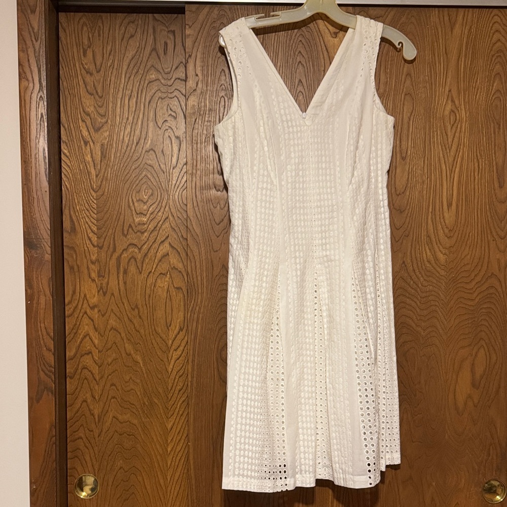 Anne Klein White Eyelet Midi Dress